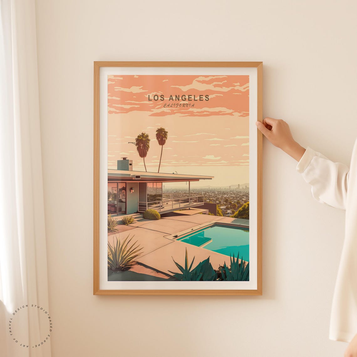 Los Angeles California Mid Century Modern Hillside House Pool Poster - Image 2