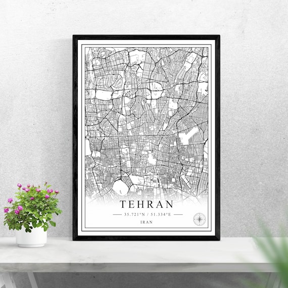 Tehran Iran Minimalist Black And White City Map Street Art Poster