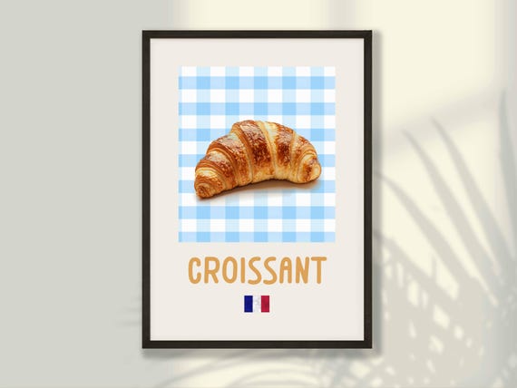 Croissant Poster Kitchen Wall Art Print Decor French Framecanvas