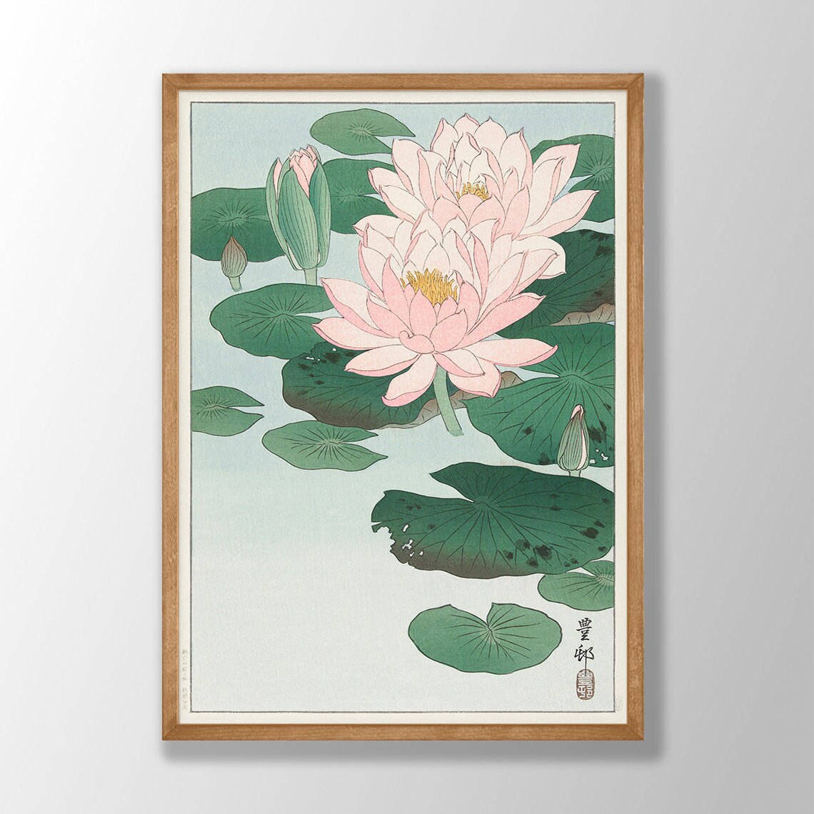 Japanese Water Lily Art Print, Pink Botanical Decor