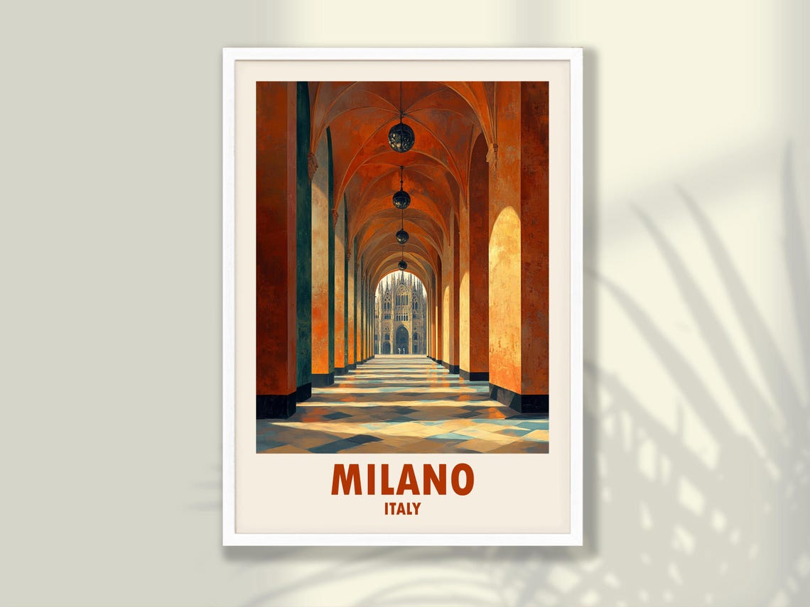 Milano Italy Duomo Cathedral Arched Portico Warm Light Poster
