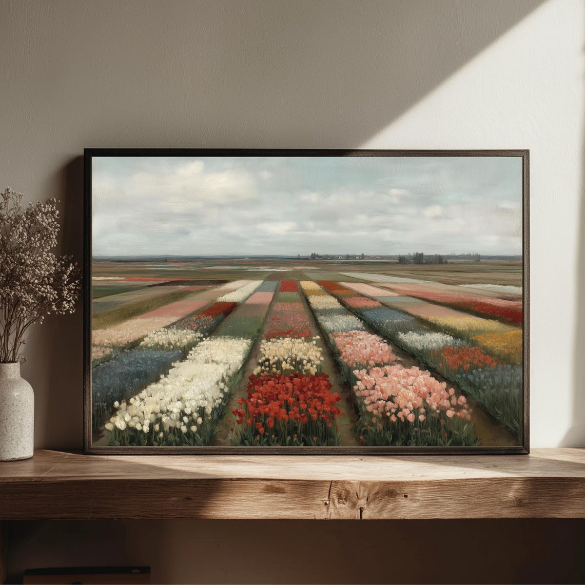 Colorful Tulip Fields Rows Spring Flower Farm Landscape Art Print