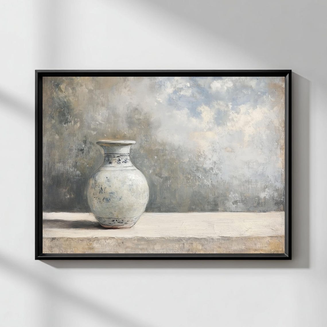 Minimal White Ceramic Vase Still Life Neutral Modern Art Print
