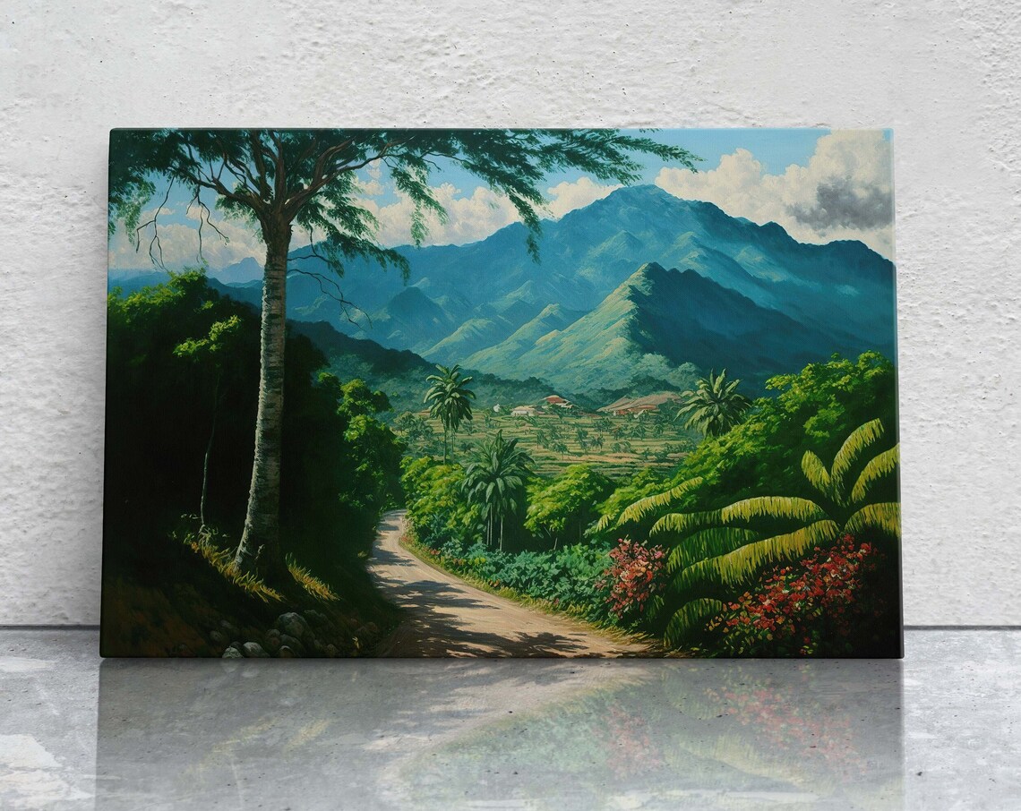 Blue Mountains Jamaica Oil Painting Landscape Art Print
