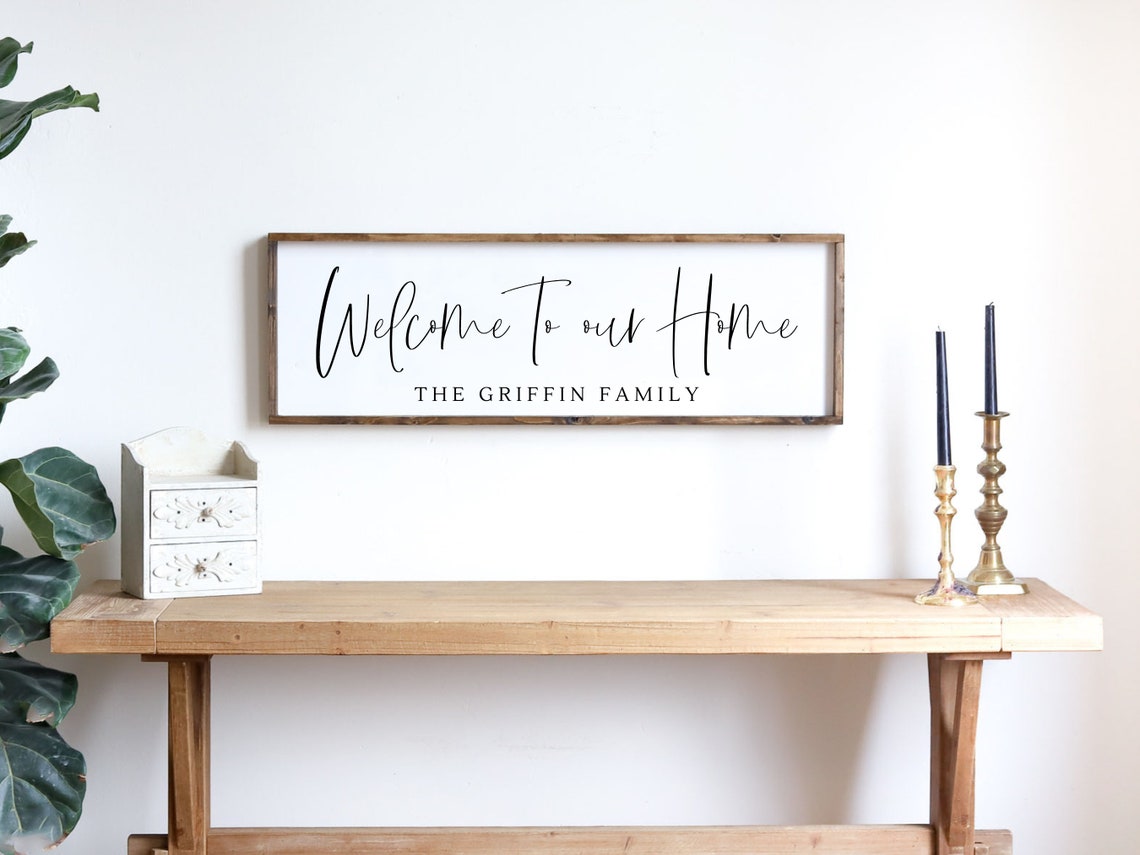 Welcome To Our Home Family Sign Farmhouse Wall Decor Family Name Welcome Sign Family Name Sign