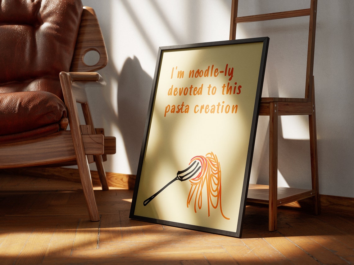 I'm Noodle-ly Devoted to This Pasta Creation Funny Food Poster - Image 3