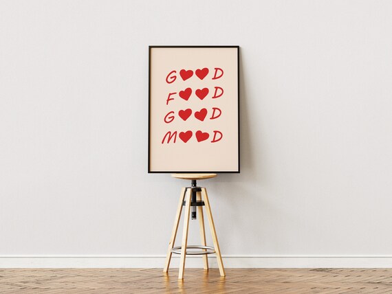 Black Or Red Aesthetic Kitchen Decor Cute Cooking Art Kitchen Wall Art Print Minimalist Heart Print Chef Quote Wall Art