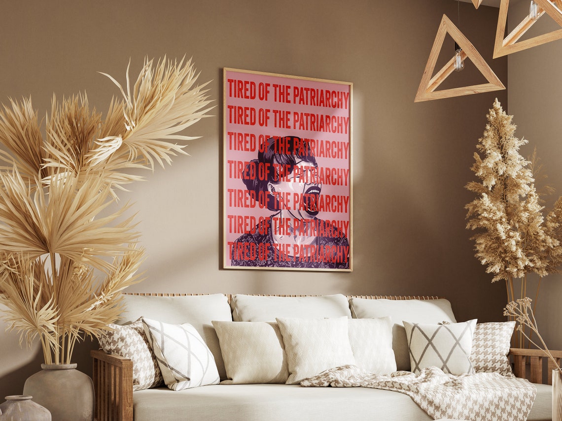 Tired of the Patriarchy Bold Pink Feminist Protest Quote Poster - Image 4