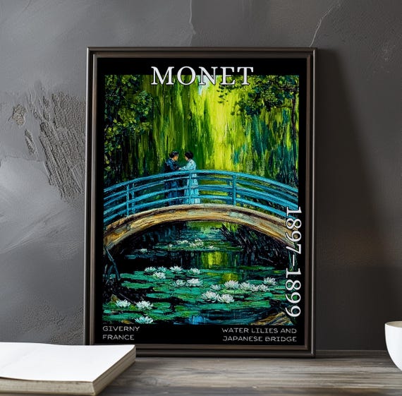 Water Lilies Japanese Bridge 18971899 Claude Monet Print Poster Impressionism Post Impressionist Pond Scene French Floral View Art