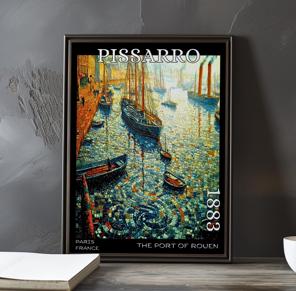 Pissarro The Port of Rouen 1883 Mosaic Harbor Ships Masts Poster