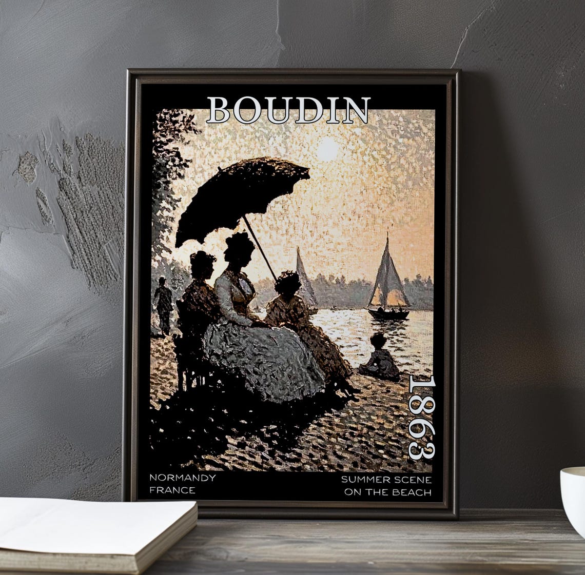 Boudin Summer Scene on the Beach 1863 Sunset Silhouette Poster