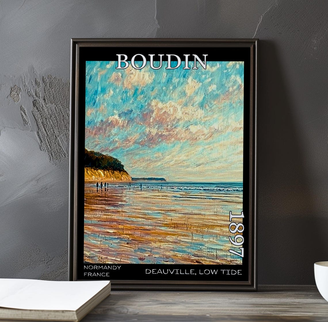 Eugene Boudin Deauville Low Tide Turquoise Sky Cliffs 1897 Poster