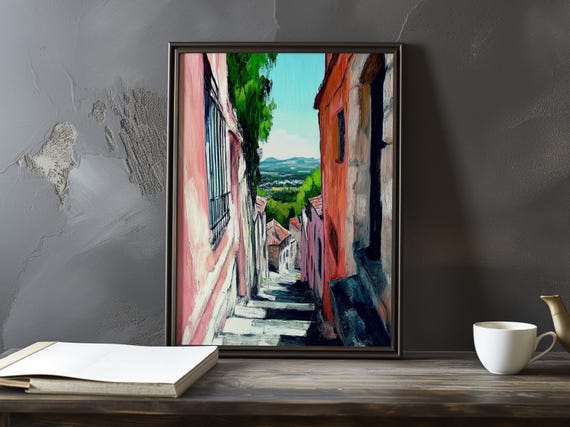 A Village Street Scene Paul Cezanne Inspired Impressionist Art Print French Natural Landscape Still Life Poster Impressionism
