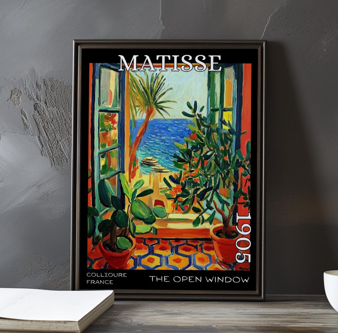 Henri Matisse The Open Window Balcony Plants and Sailboat Poster