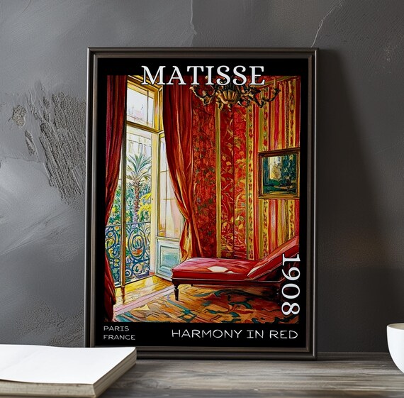 Harmony In Red 1908 Henri Matisse Print Poster Fauvism Interior Scene Room French Post Impressionism Bold Colour Wall Art Decor