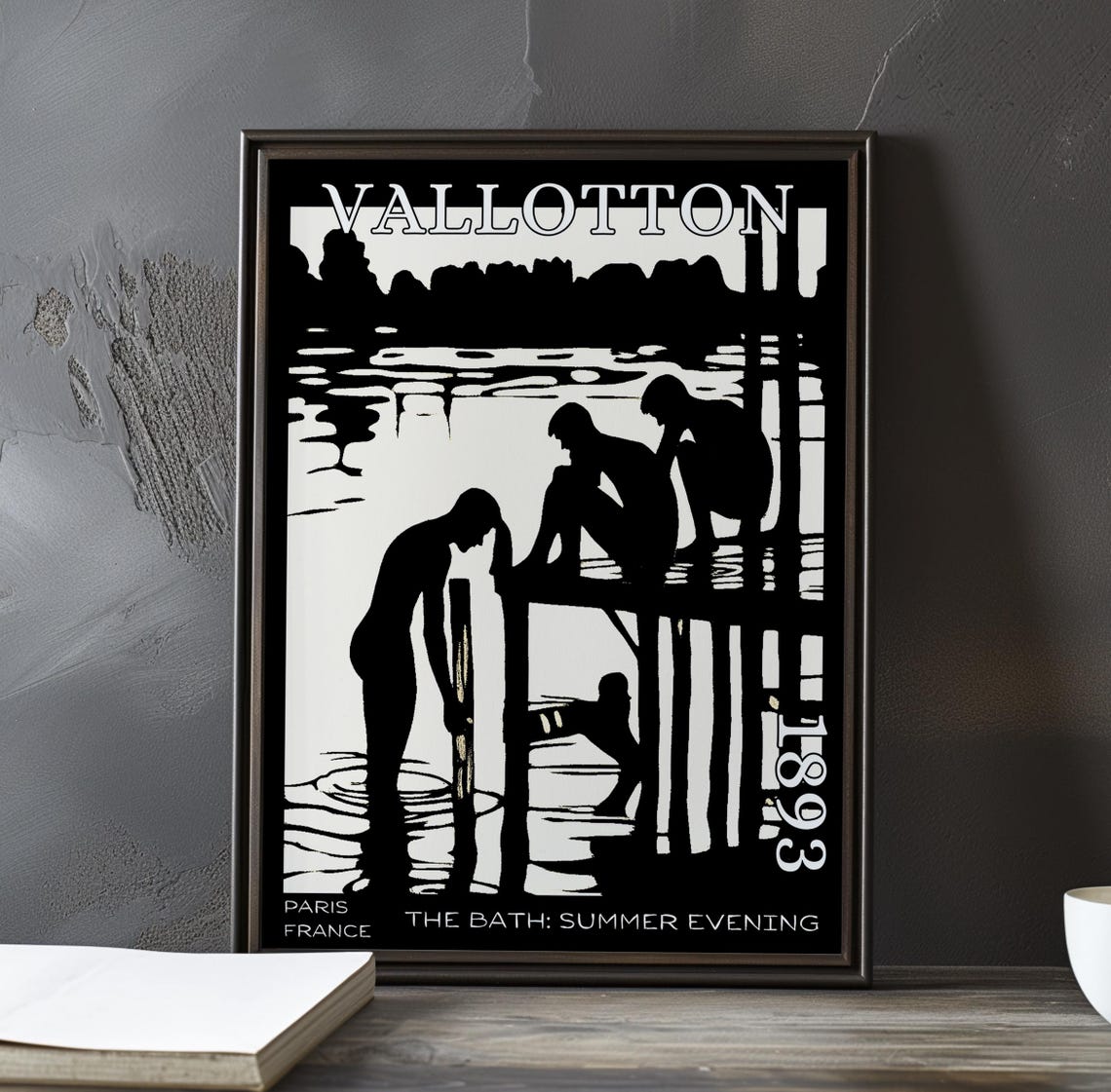 Félix Vallotton Pier Climbing Bathers Stark Woodcut 1893 Poster