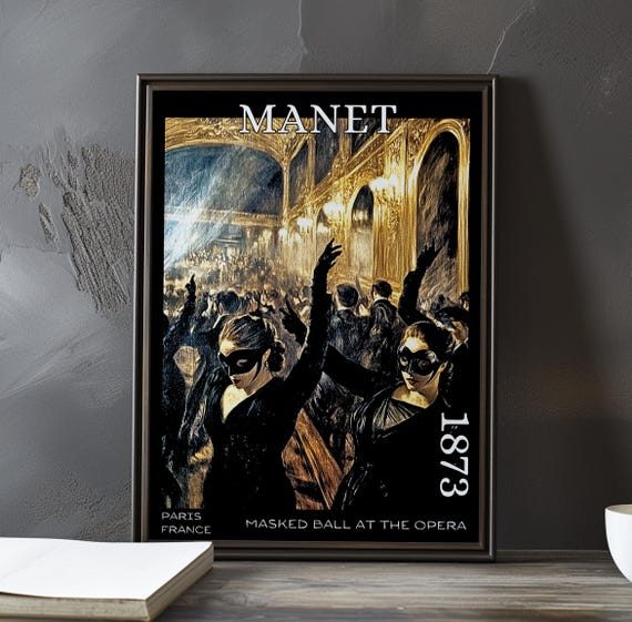 Masked Ball At The Opera 1873 Douard Manet Print Poster French Impressionist 19th Century Figures Ballroom Scene Parisian Nightlife