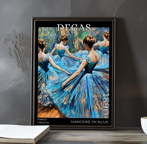 Dancers In Blue 1890 Edgar Degas Print Poster Impressionism Post Impressionist Ballerinas Movement Study Rehearsal Art Decor