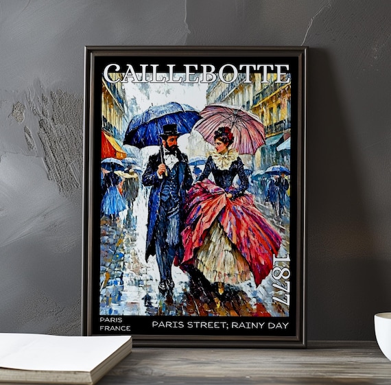 Caillebotte Paris Street Rainy Day Umbrella Couple Art Poster