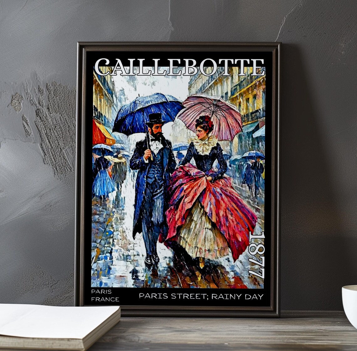 Caillebotte Paris Street Rainy Day Umbrella Couple Art Poster