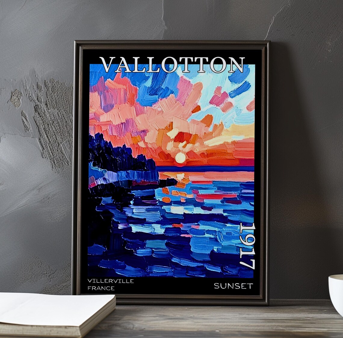 Felix Vallotton Sunset 1917 Villerville Sun Disc Deep Blue Sea Poster