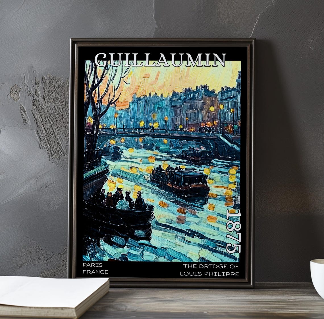 The Bridge of Louis Philippe 1875 Paris Evening River Glow Poster