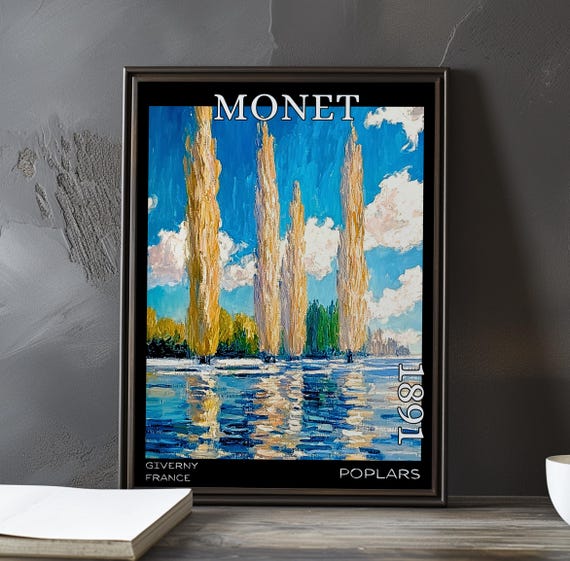 Poplars 1891 Claude Monet Print Poster Impressionism Post Impressionist Trees French River Landscape Seasonal Color Study Art Decor