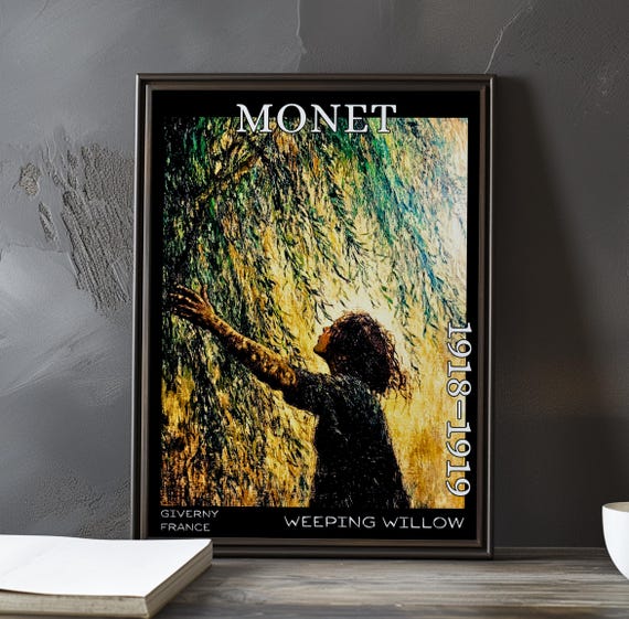 Weeping Willow 19181919 Claude Monet Print Poster Impressionism Post Impressionist Tree 20th Century Garden Landscape Wwi Era Art