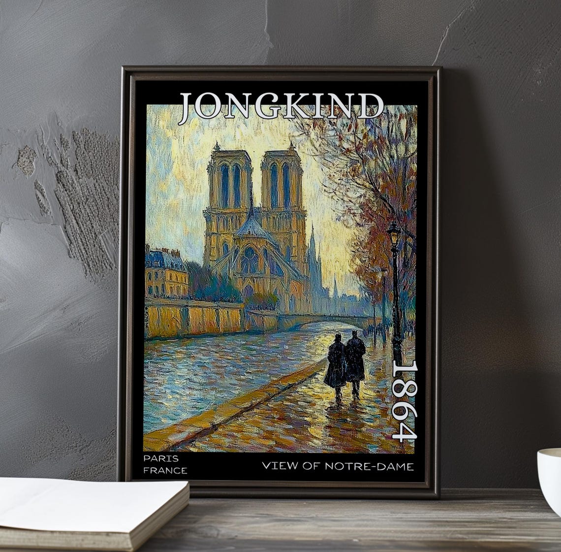 Jongkind Notre-Dame Quay Stroll Under a Blue-Gray Daylight Poster