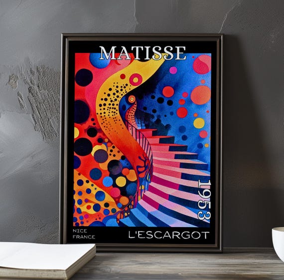 Lescargot 1953 Henri Matisse Print Poster Modern Abstract Spiral Art Collage Cutout French Post Impressionism Decor 20th Century