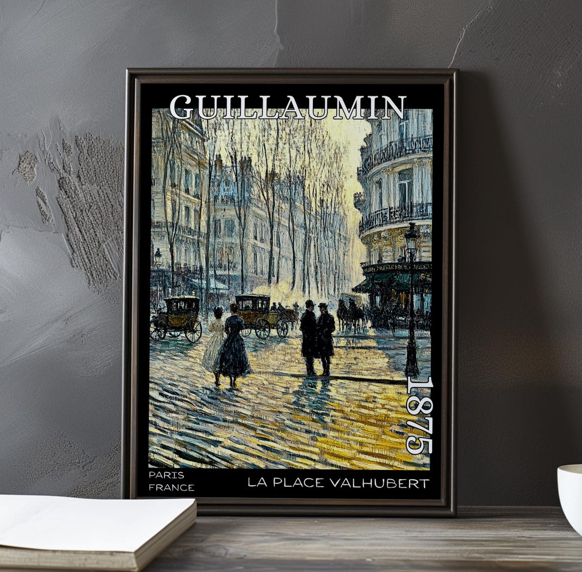 La Place Valhubert 1875 Paris Rainy Boulevard Evening Poster