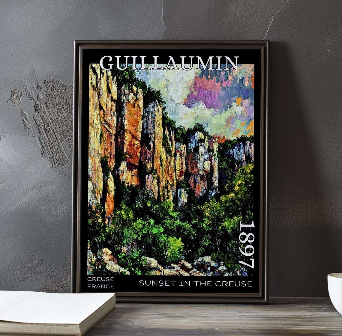 Guillaumin Sunset in the Creuse Golden Cliffs 1897 Art Poster