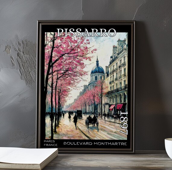Pissarro Boulevard Montmartre 1897 Domed Building Blossom View Poster