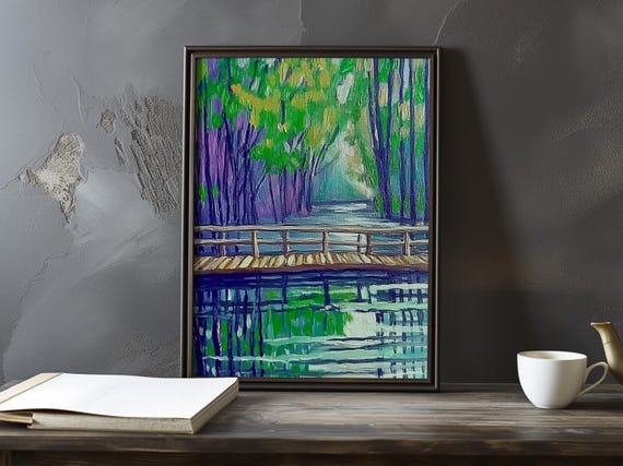 Bridge Reflections On A River Armand Guillaumin Inspired Poster Art Print Large Wall Decor Impressionism Prints Posters