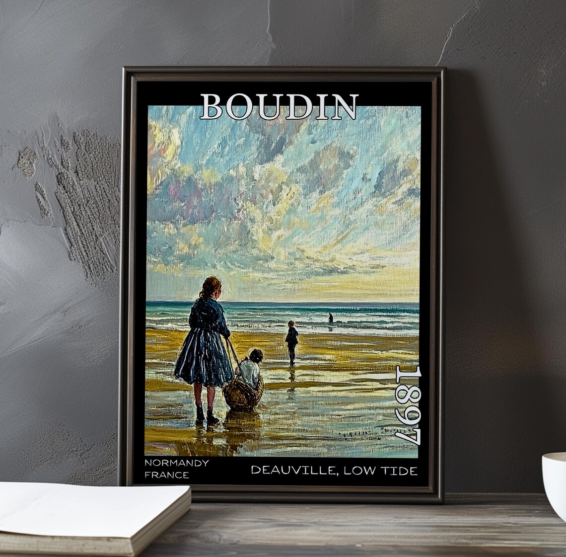 Eugene Boudin Deauville Low Tide 1897 Fisherwoman Child Shore Poster
