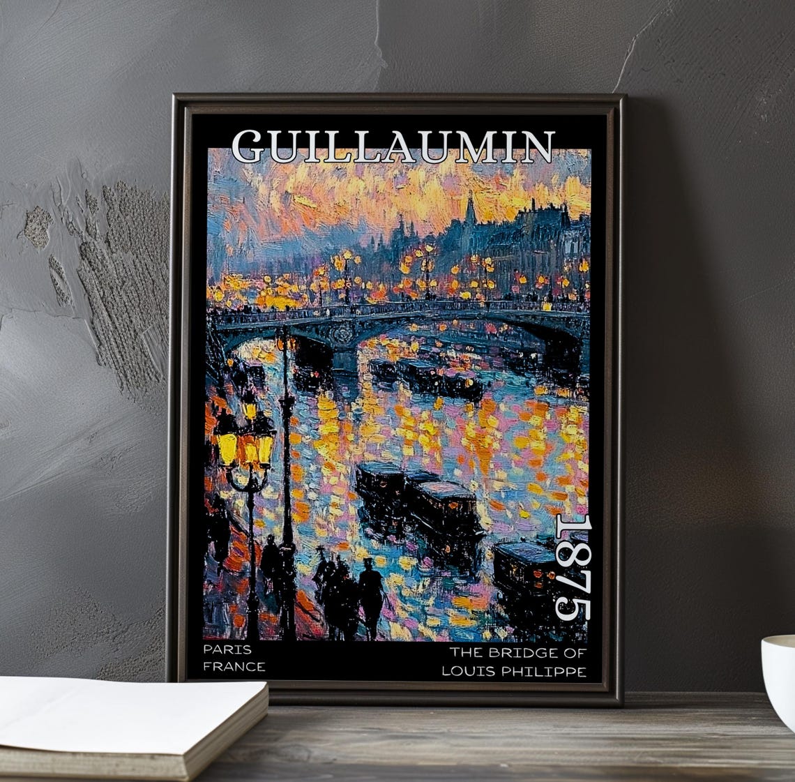 Bridge Of Louis Philippe 1875 Guillaumin Night Bridge Lamps Poster