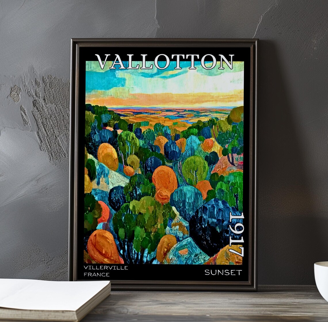 Felix Vallotton Sunset 1917 Villerville Green Valley Panorama Poster
