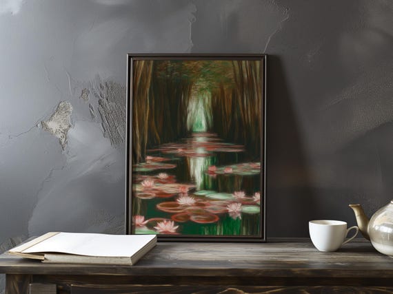 Claude Monet Poster Water Lilies Garden At Giverny Impressionist Gallery Print Colourful Impressionism Art Home Decor