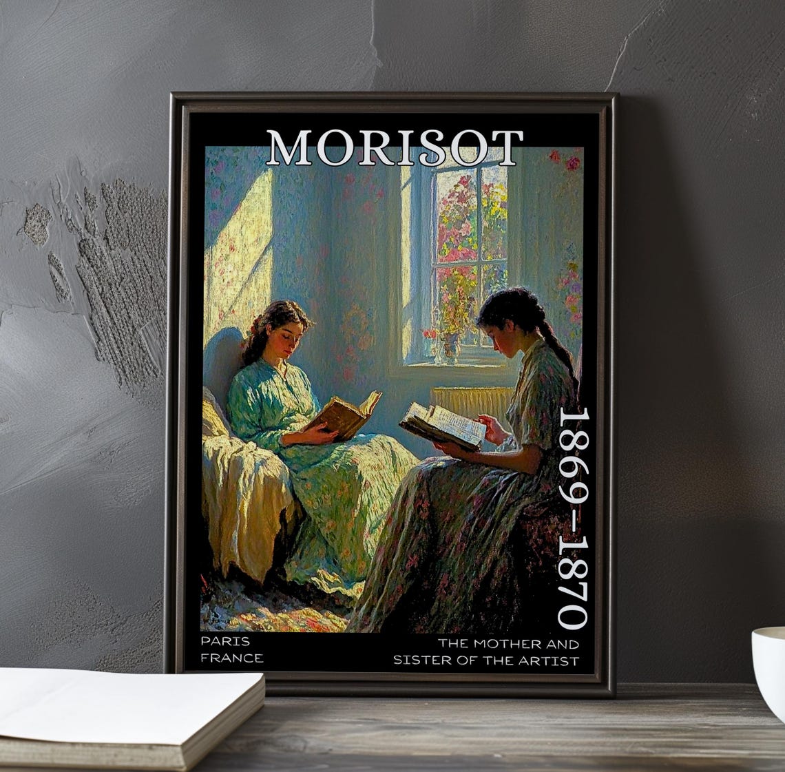 Berthe Morisot Two Women Reading by Sunlit Window 1869 Poster