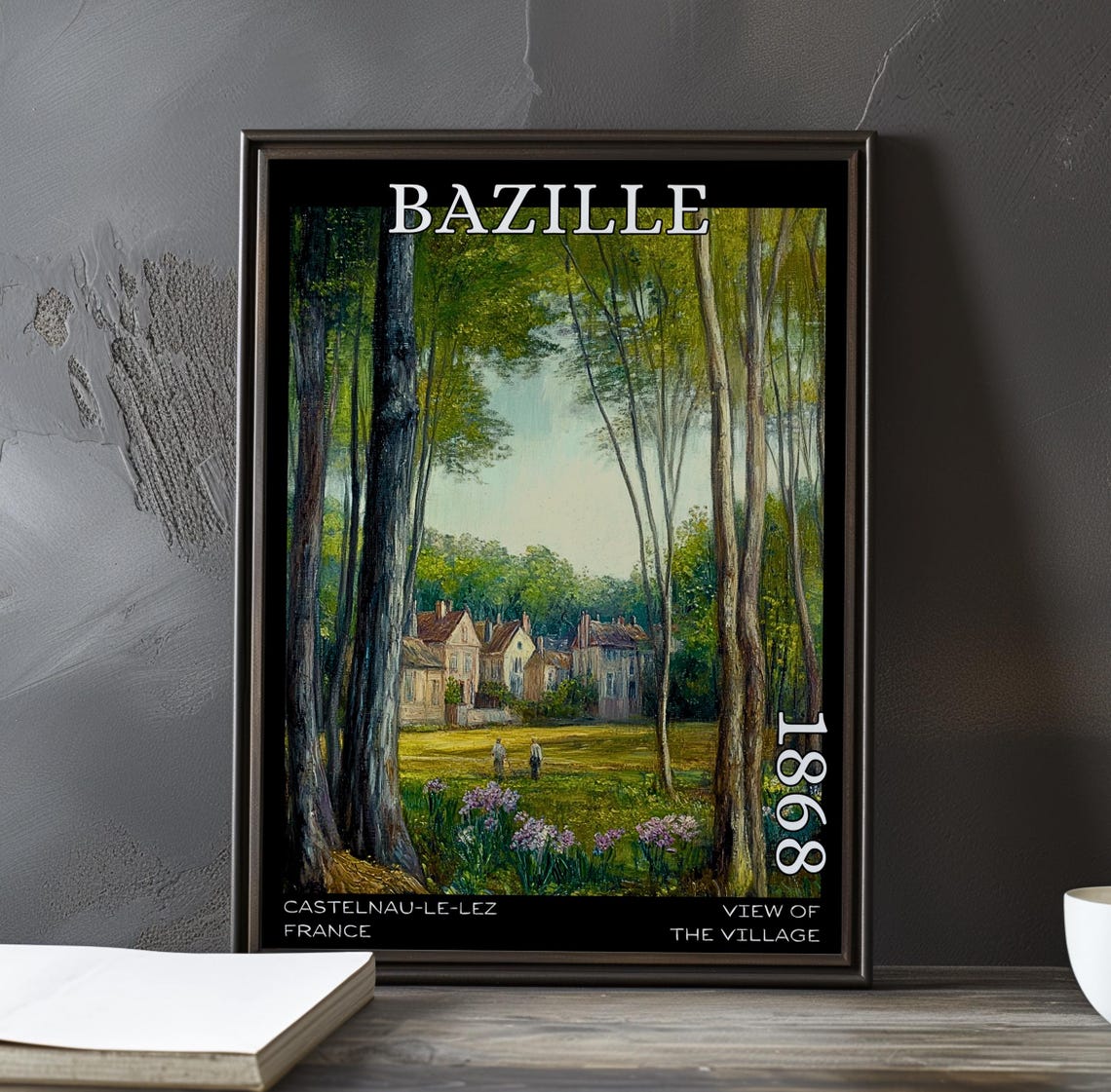 View Of The Village 1868 Frdric Bazille Print Poster French Impressionist Countryside Plein Air Rural Scene 19th Century Art Decor