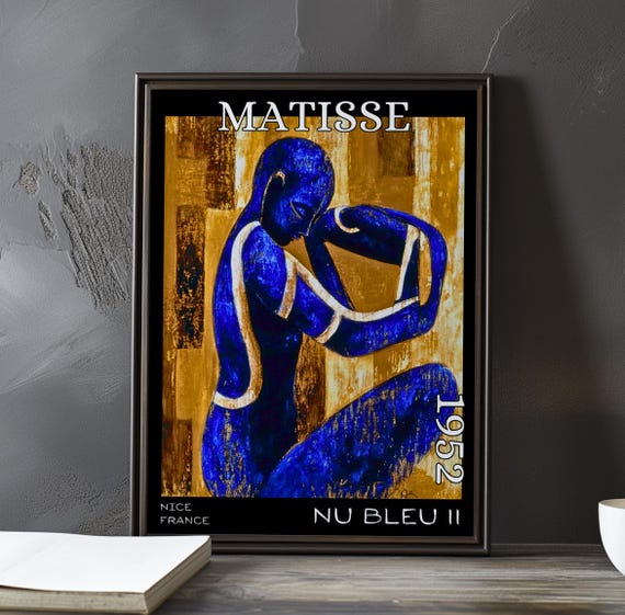 Nu Bleu Ii 1952 Henri Matisse Print Poster Blue Nude Abstract Cutout Female Figure French Post Impressionism Fauvist Art Decor 1950s