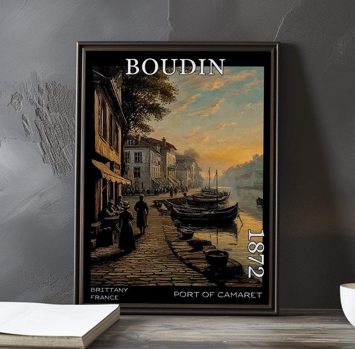 Eugene Boudin Port of Camaret Cobbled Quay at Dusk 1872 Poster