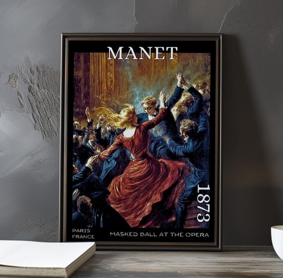 Masked Ball At The Opera 1873 Douard Manet Print Poster French Impressionist 19th Century Figures Ballroom Scene Parisian Nightlife