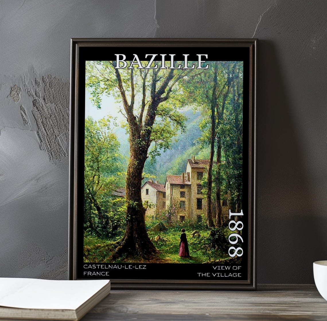 View Of The Village 1868 Frdric Bazille Print Poster French Impressionist Countryside Plein Air Rural Scene 19th Century Art Decor