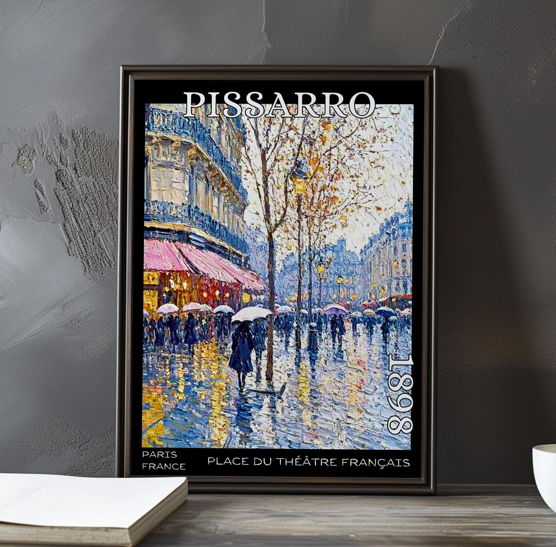 Pissarro Place du Théâtre Français 1898 Golden Rain Square Poster
