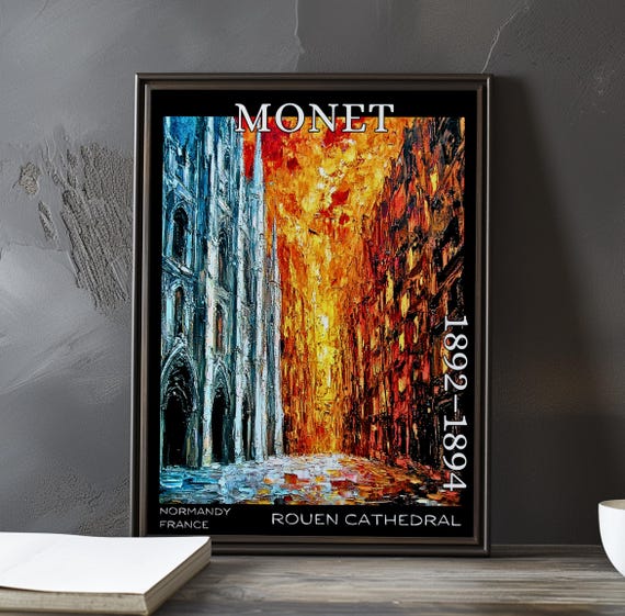 Rouen Cathedral 18921894 Claude Monet Print Poster Impressionism Post Impressionist Church Facade Gothic Light Study Series Art Decor