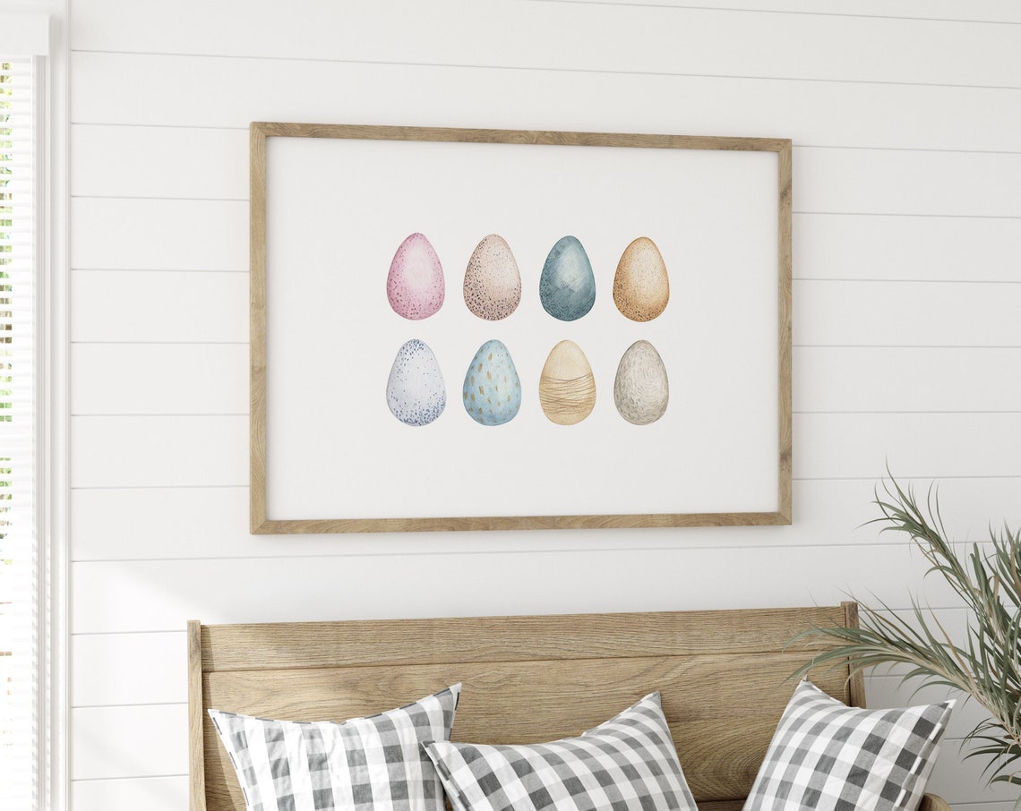 Watercolor Easter Eggs Pastel Spring Holiday Farmhouse Decor Poster