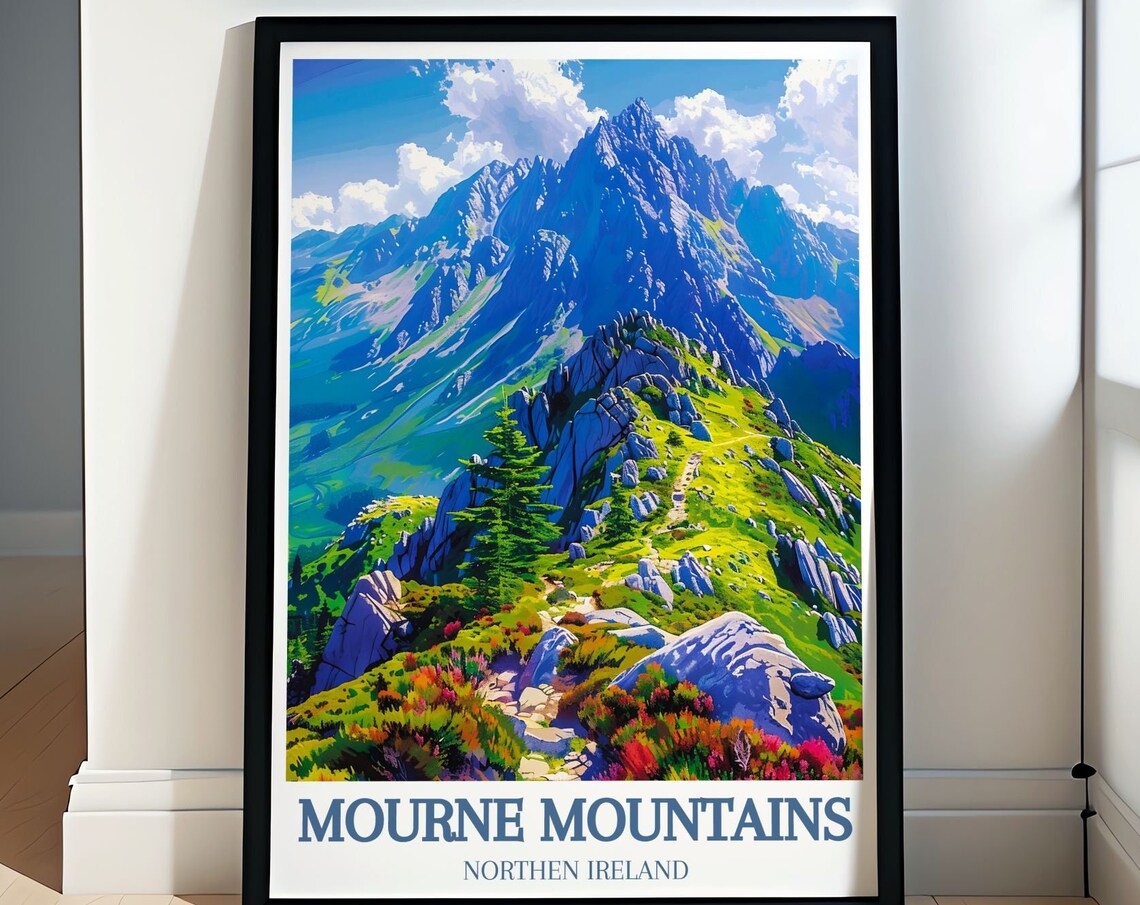 Mourne Mountains Northern Ireland Rocky Summit Trail Travel Poster