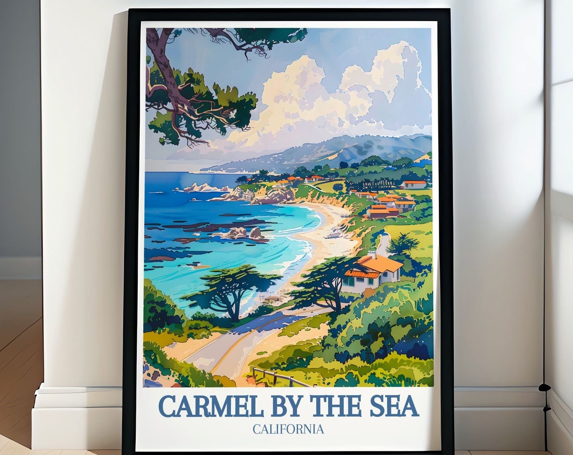 Carmel By The Sea Turquoise Bay With Monterey Cypress Trees Poster