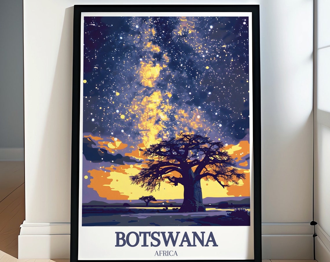 Botswana Baobab Tree Starry Milky Way Night Sky Africa Poster